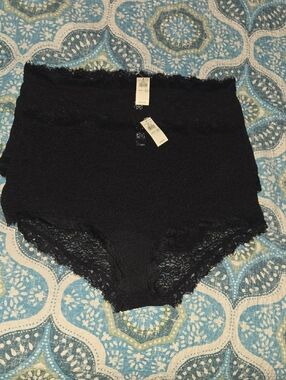 2 High-Waist Lace Briefs Aerie- Black